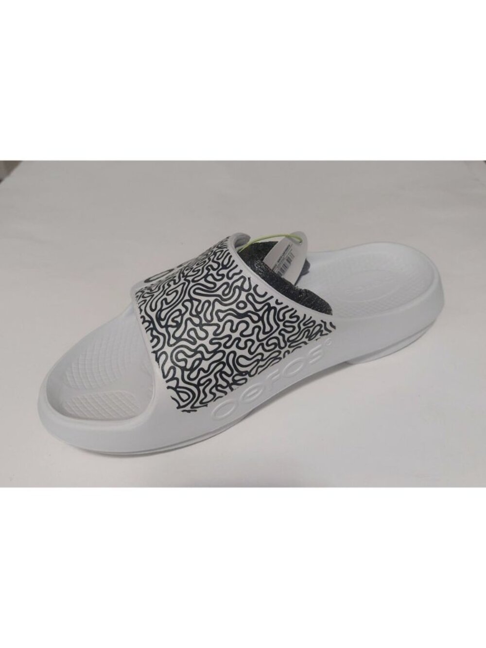 White Labyrinth OOFOS Ooahh Sport Flex Slide Mens Size 11 Womens 13 Sandals Shoe - Picture 3 of 9